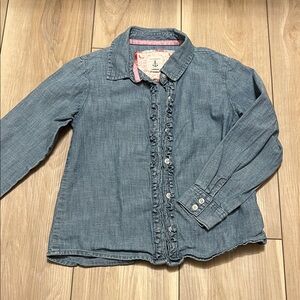 Lands' End Blue Ruffle Button Down Kids Shirt